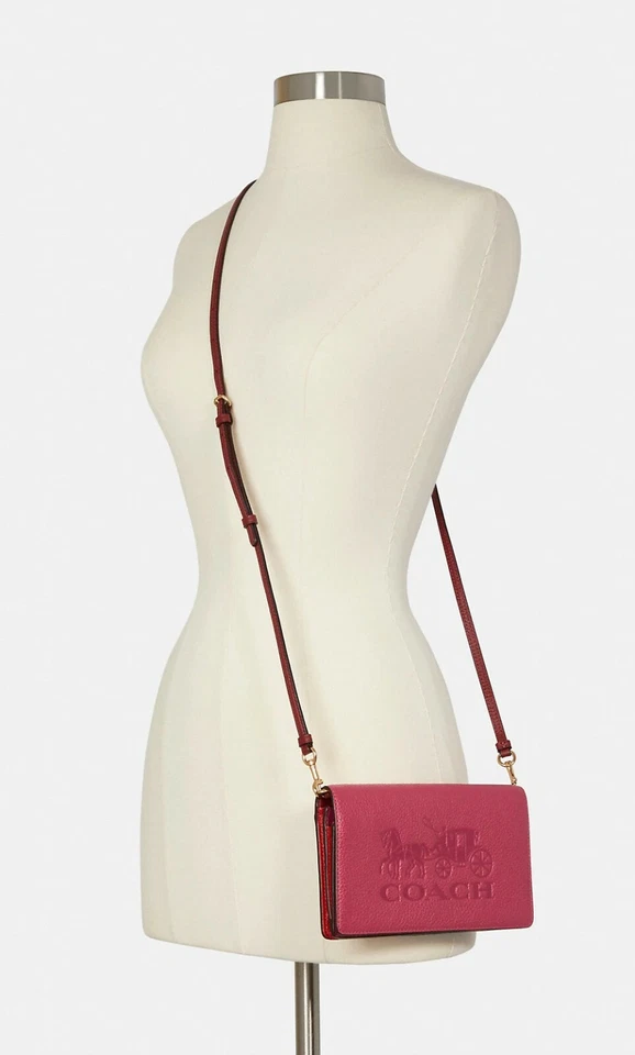 Coach Anna Horse & Carriage Foldover Crossbody Clutch (C5887) Gold/Bright Violet