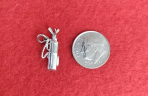 Vintage Golf Clubs Sterling Silver Solid Charm / Pendant .925 - Picture 1 of 5