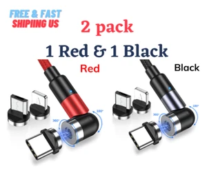 3in1 360+180° Magnetic Charger Fast Charging USB Cable for Type-C Micro USB IOS - Picture 1 of 13