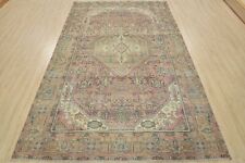 Vintage Anatolia 6’5” x 9’6” Pink Distressed Wool Hand-Knotted Oriental Rug