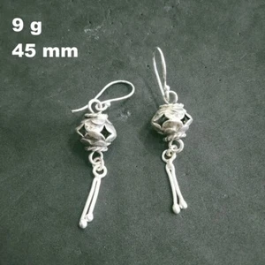 FINE SILVER EARRINGS 925 STERLING CRAFT Dangle 9g Vintage Chinese Charms 23821 - Picture 1 of 7