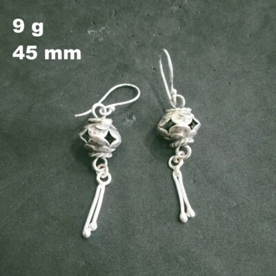 FINE SILVER EARRINGS 925 STERLING CRAFT Dangle 9g Vintage Chinese Charms 23821 - Image 1 of 4