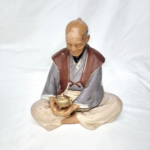 Antique Japanese Ceramic Hakata Urasaki Figurine Of Man Sitting W/ Urn 8.5"Tall - Picture 1 of 19