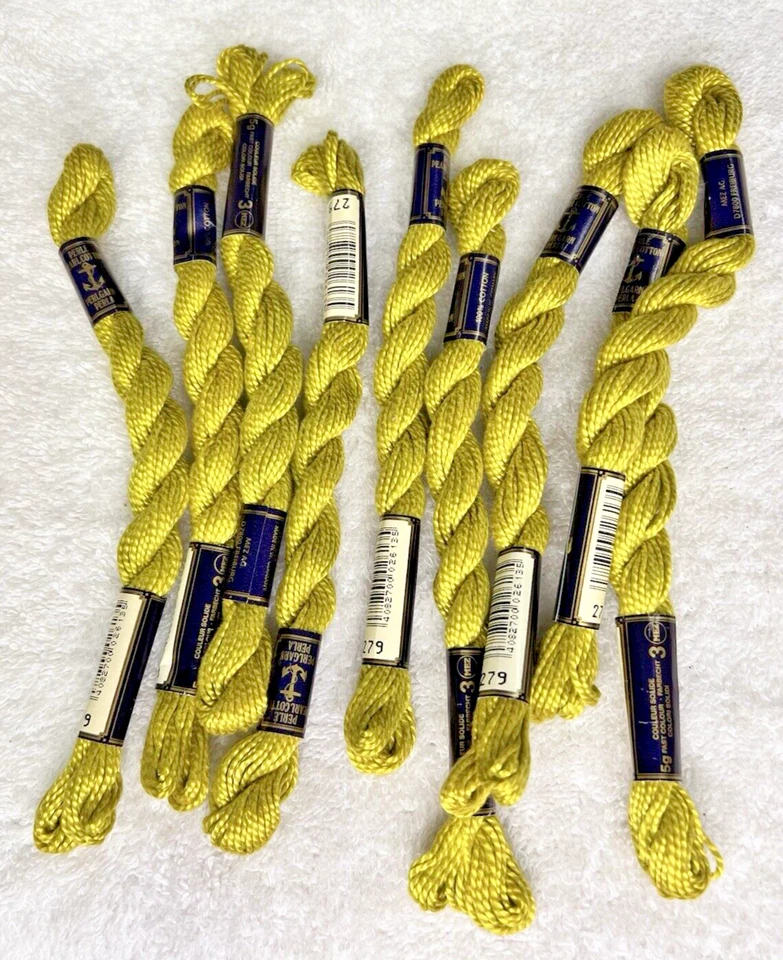 9 Anchor Perle Pearl Cotton #279 DK Chartreuse Embroidery Floss Vintage Skein - Image 1 of 3
