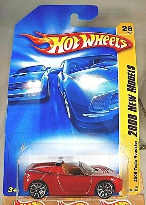 2008 Hot Wheels #26 New Models 26/40 2008 TESLA ROADSTER Red w/Chrome 10 Spokes - Image 1 of 4