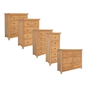 Chest of 4/5/6 Drawers Oak-effect Bedroom Furniture Storage Country Wood Unit - Picture 1 of 46