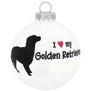 I Love My Golden Retriever Glass Christmas Ornament - Picture 1 of 1