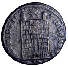 TRACE SILVERING Constantine II. As Caesar Campgate of Rome RQ Roman Coin w/COA