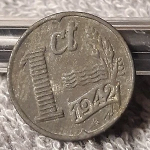 Países Bajos 1942 1 centavo ~ pieza Segunda Guerra Mundial ~ moneda vintage, ocupada por los alemanes - Imagen 1 de 19