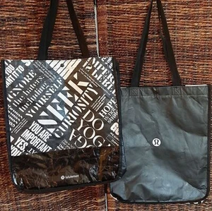 Lululemon Bags Bundle Reusable Shopping Totes Gift Black White Large Logo Gym    - Picture 1 of 6