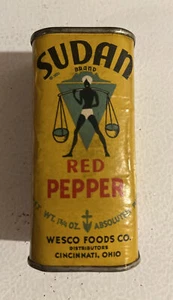 Vintage Sudan Red Pepper Spice Container Full West Foods Cincinnati OH - Picture 1 of 7