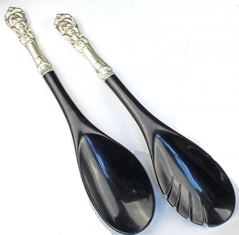 Reed & Barton Sterling Francis I Salad Set Black Plastic Bawls Cover