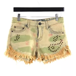 Free People Castro Shorts Womens 24 Yellow Bohemian Boho Hippie Retro Festival - Picture 1 of 9