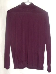 Jones New York Womens Ribbed Turtleneck Shirt in Dark Burgundy Size L - Picture 1 of 3
