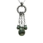 charm necklace three tear drop green marbles stainless steel pendant by controse