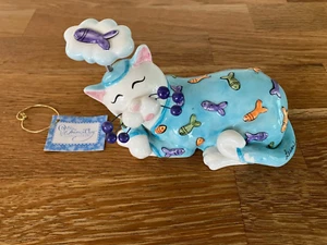 2007 Amy Lacombe "Sweet Dreams" kitty cat figurine, moving fish, IOB - Picture 1 of 9