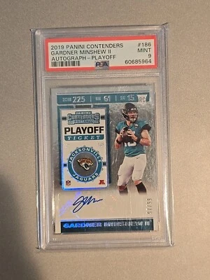 PSA 9 2019 contenders Gardner Minshew RC auto Playoff 97/99 - Image 1 of 2