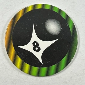 POG Star Burst Negro Ocho Bolas 8 Bolas de Billar Tapa de Leche Fondo a Rayas - Imagen 1 de 2
