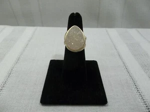 ~Gold Tone Vermeil Sterling Silver Ring with Teardrop Shaped White Druzy~Size 6~ - Picture 1 of 11