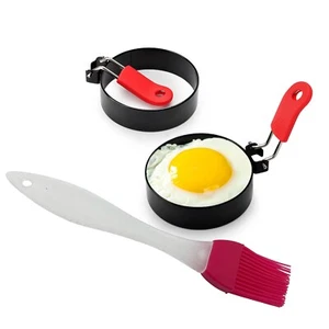 Juego de 2 piezas de 3"" moldes de huevo frito + 1 pieza de herramientas de desayuno y cepillo de aceite - Imagen 1 de 14