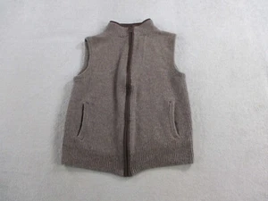 LL Bean Sweater Vest Mens Medium Brown Waterfowl Merino Lambs Wool Full Zip - Picture 1 of 8