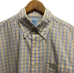 Mercer & Sons Men's Size 17 Blue/Yellow Plaid Button Down Cotton S/S Shirt USA - Picture 1 of 5