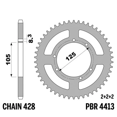 HM CRE DERAPAGE 50 2006-2012 corona PBR passo 428 62 Denti Ergal - Изображение 1 из 4