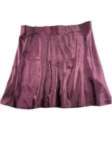 Quince Burgundy Purple Silk Blend Satin A-Line Mini Skirt Size L - Picture 1 of 10