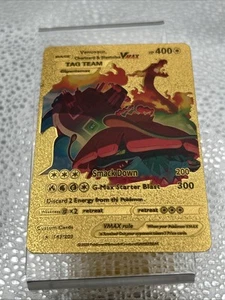 Charizard&Blastoise VMAX Gold Metall Pokémon Karte - Sammlerstück Geschenk Display! - Bild 1 von 2