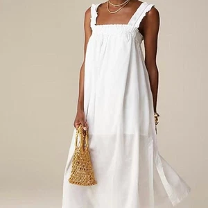 J.Crew Etuikleid Baumwollvoile Rüschen Midi Damen weiß Large adrett minimalistisch - Bild 1 von 8