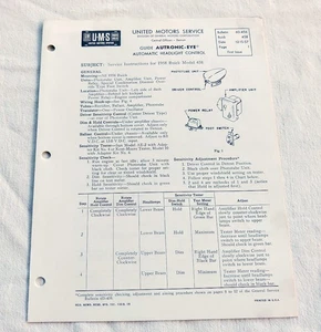 1958 Buick Special Roadmaster Original GM Autronic Eye Service/Repair Info NOS - Picture 1 of 4