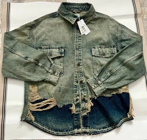 Guess USA Denim Distressed Jacket Shirt Size Medium | New | RRP £560 - Picture 1 of 23
