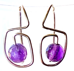 Ohrringe 14 Karat Gelbgold Amethyst. Unikat. Handarbeit/edel.Unikat - Bild 1 von 4