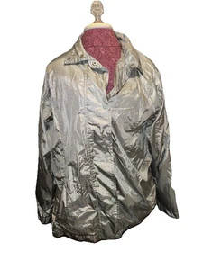 Vintage Haband! Silver Sheen Nylon Full Zip Lined Lightweight Windbreaker Jacket M - Bild 1 von 3