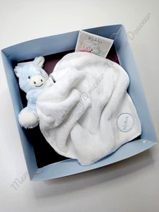 Doudou Plat/Mouchoir Regliss Âne Bleu Clair Blanc Premier Calin Les Amis - Kaloo - Picture 1 of 5