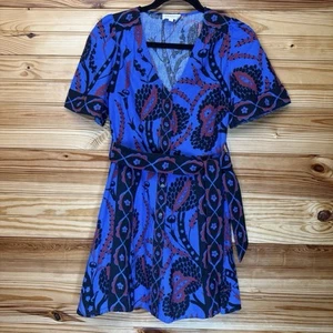 Kleid Sezane Atla blau Lohla V-Ausschnitt gemustert Gr. 34 XS/S - Bild 1 von 6