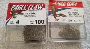 100 ++ Eagle Claw 570 Size 4 Bronze 90° Jig Mold Fish Hooks - Picture 1 of 1