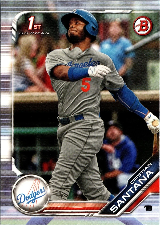2019 BOWMAN #BP-134 CRISTIAN SANTANA PROSPECTS LOS ANGELES DODGERS RC - Image 1 of 2