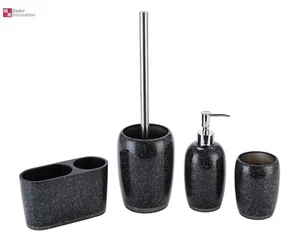 Juego de 4 piezas de baño accesorios de baño juego de baño juego de resina sintética negro - Imagen 1 de 6