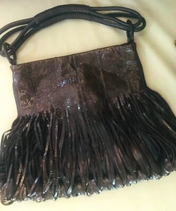 Katherine Kwei neu ohne Etikett Lammleder Schlangenleder Fransen geknotet Handtasche UVP $ 1310 - Bild 1 von 8