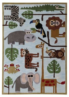 Rug USA 9x12ft Kids Elephant Animals Handmade Tufted 100% Woolen Rugs & Carpet - Image 1 of 4