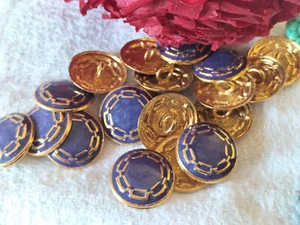Lot 6 petits boutons en métal violet doré leger pied 1,5 cm ref 2465 - Foto 1 di 2