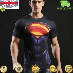 Mens Compression Top Armour Base Layer Gym Superhero Cycling Run Movie Theme - Picture 1 of 4