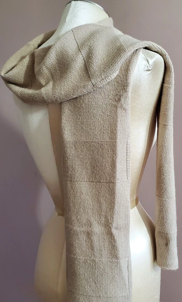 Fossil Scarf Beige Knit 6x78" Soft Warm Wool Blend Warm Preppy 80s Unisex Retro - Image 1 of 4