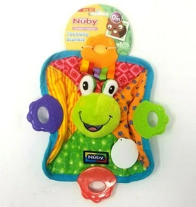 Nuby Teething Blankie Frog Squeak & Crinkle Teether & Blanket Plush Toy - Picture 1 of 3