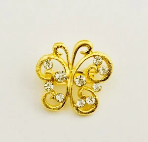 Elegante goldene Anstecknadel/Brosche Schmetterling glänzend weiß Strass oder lässig - Bild 1 von 1