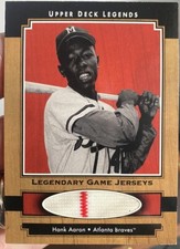 Hank Aaron 2001 Upper Deck Legends Legendary Game Used Jersey Patch