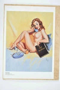 Vintage Red Head Nude Talking on Telephone Pin-Up Print Lithograph Forest Clough - Picture 1 of 6