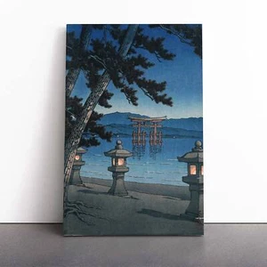Moonlit Miyajima Landscape Asian Hasui Kawase Canvas Wall Art Print Framed Decor - Picture 1 of 7
