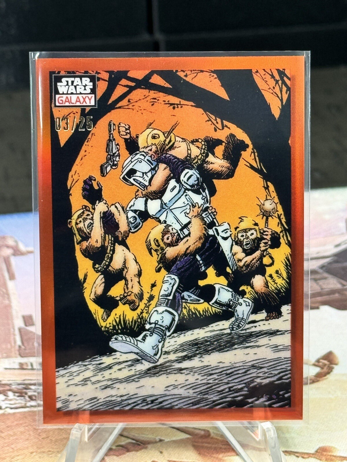 2023 Star Wars Galaxy Chrome Stormtrooper Overrun Orange Refractor #3/25 4|5